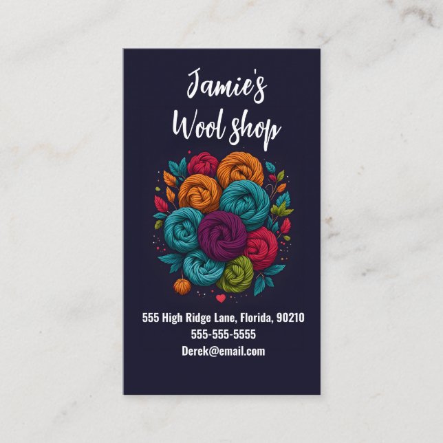 wool shop sewing  workshop kids business card (Front)
