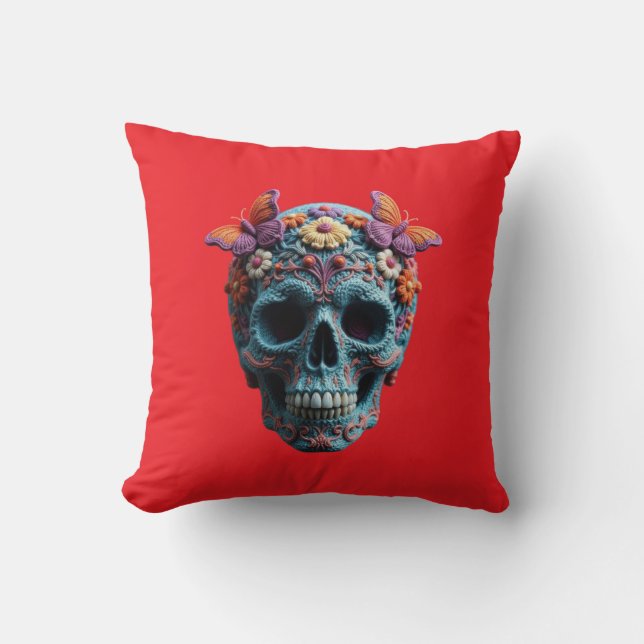 Wool Skull Cushion (Front)
