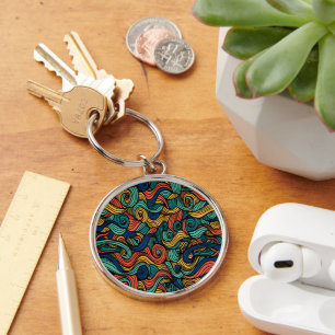 Wool Topped paisley Key Ring