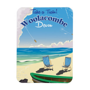 Woolacombe Devon beach travel poster Magnet