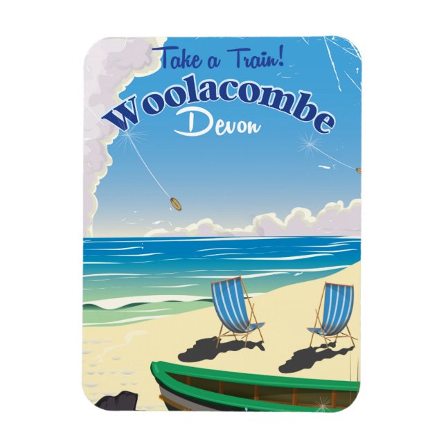 Woolacombe Devon beach travel poster Magnet (Vertical)