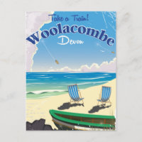 Woolacombe Devon beach travel poster