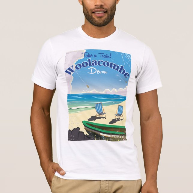 Woolacombe Devon beach travel poster T-Shirt (Front)
