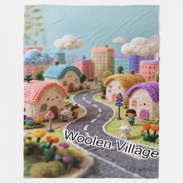 Woolen Village  Fleece Blanket (Front)