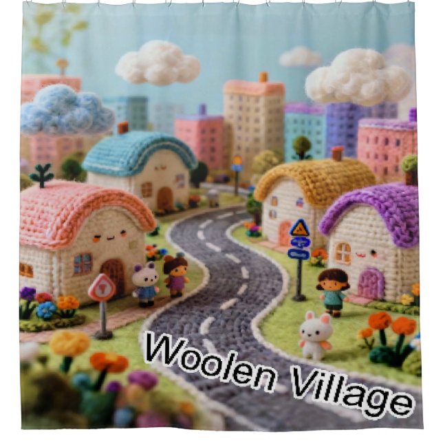 Woolen Village  Shower Curtain (Front)