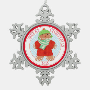 WOOLIE GINGERBREAD 2023 Pewter Snowflake Ornament
