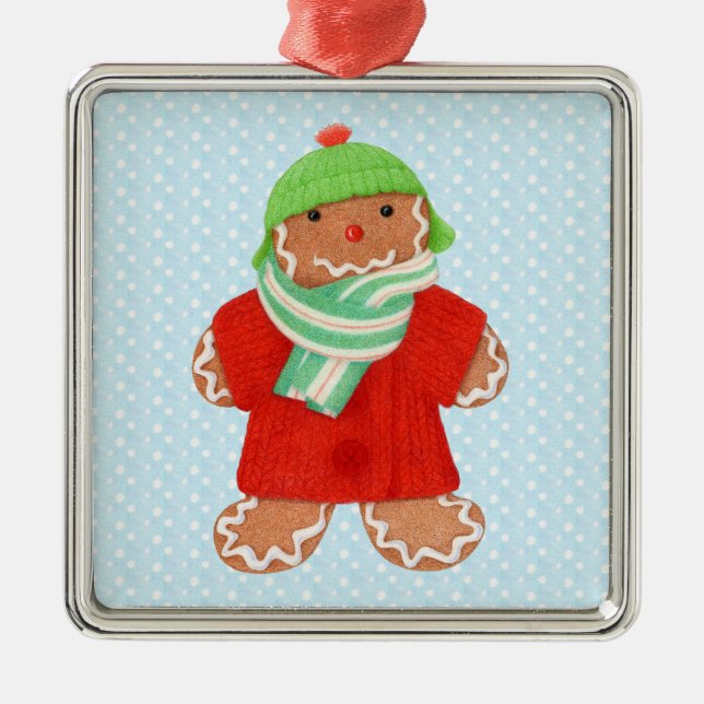 WOOLIE GINGERBREAD Premium Square Ornament / Snow (Front)