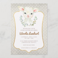 Woolie Lambert Cute Lamb Baby Shower Invitation