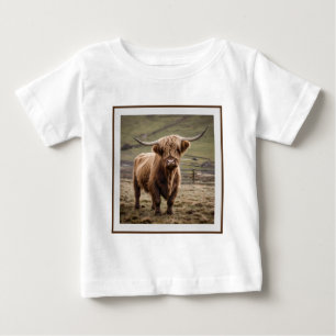 Woolly Brown Highland Cow, Baby T-Shirt