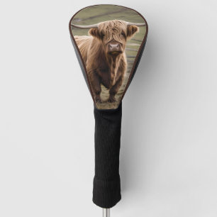 Woolly Brown Highland Cow, Golf Head Cover
