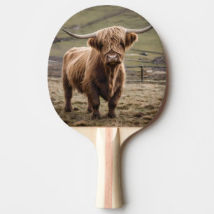 Woolly Brown Highland Cow, Ping Pong Paddle