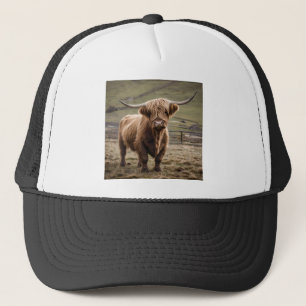 Woolly Brown Highland Cow, Trucker Hat