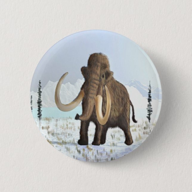 Woolly Mammoth 6 Cm Round Badge (Front)