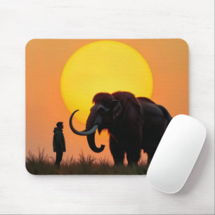 Woolly Mammoth and Man Mouse Mat