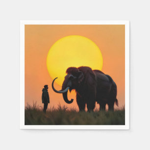 Woolly Mammoth and Man Napkin