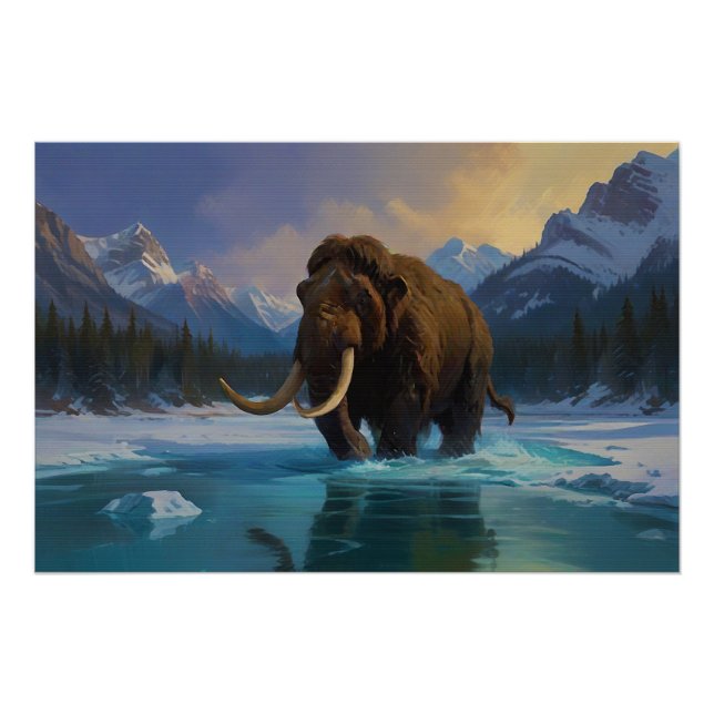 Woolly Mammoth and Rocky Mountains Poster (Front)