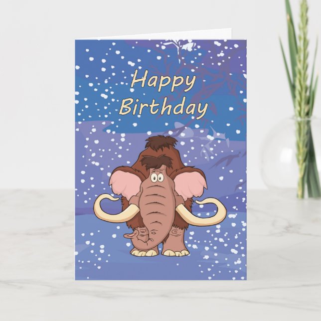Woolly Mammoth Birthday Card (Front)