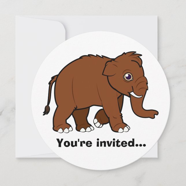 Woolly Mammoth Birthday Invitation (Front)
