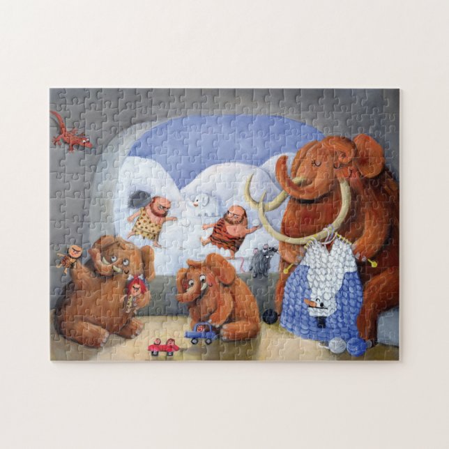 Woolly Mammoth Family in Ice Age Jigsaw Puzzle (Horizontal)