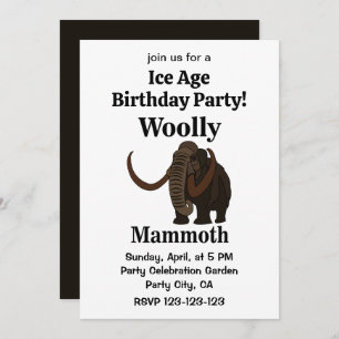 Woolly Mammoth Ice Age Birthday Invitation