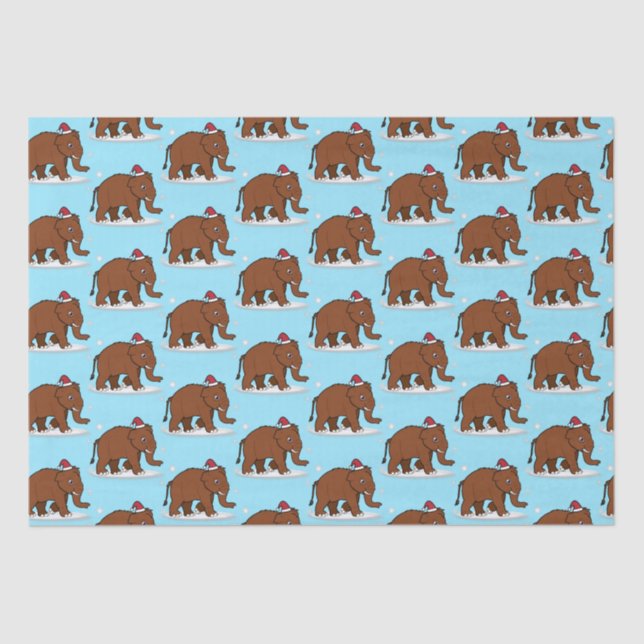 Woolly Mammoth in a Santa Hat at Christmas Tissue Paper (Front)