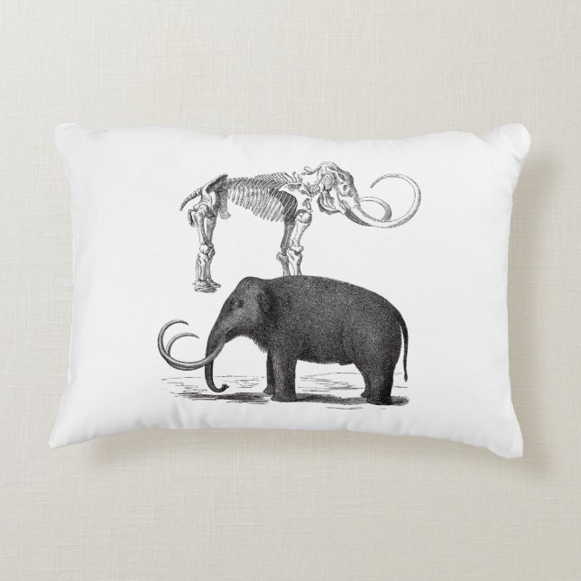 Woolly Mammoth Pre-Historic Elephant and Skeleton Decorative Cushion (Back)
