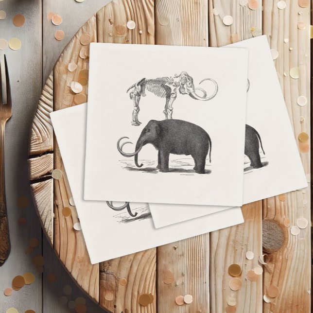 Woolly Mammoth Pre-Historic Elephant and Skeleton Napkin (Creator Uploaded)
