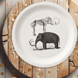 Woolly Mammoth Pre-Historic Elephant and Skeleton Paper Plate