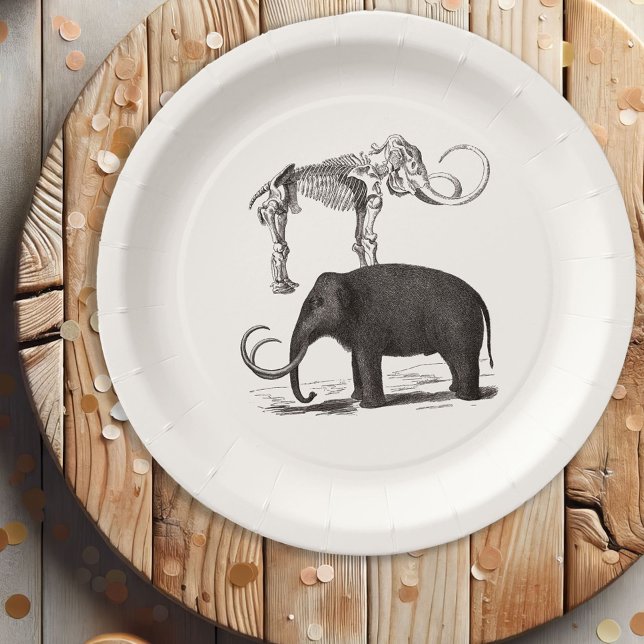 Woolly Mammoth Pre-Historic Elephant and Skeleton Paper Plate (Creator Uploaded)