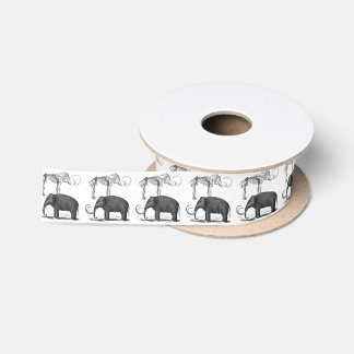 Woolly Mammoth Pre-Historic Elephant and Skeleton Satin Ribbon