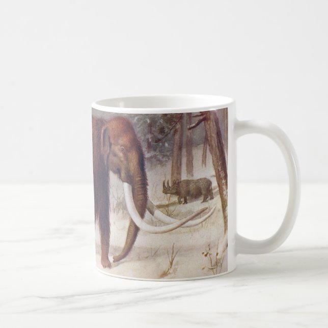 Woolly Mammoth Prehistoric Animal Antique Print Coffee Mug (Right)