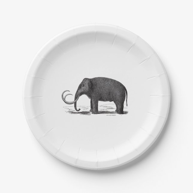 Woolly Mammoth Prehistoric Elephant Paper Plate (Front)