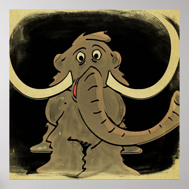 Woolly Mammoth Vintage Looking Poster (Front)