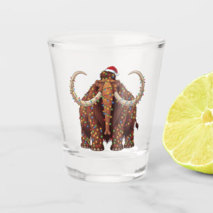 Woolly Mammoth Wrapped in Christmas Lights Shot Glass