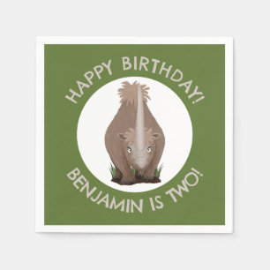 woolly rhino elasmotherium personalised birthday napkin