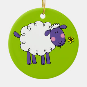 Woolly sheep ceramic tree decoration