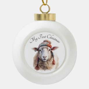 Woolly Wonderland, custom Ceramic Ball Christmas Ornament