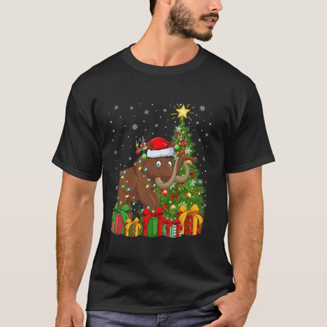 Woolly Xmas Tree Lighting Santa Hat Woolly Christm T-Shirt (Front)