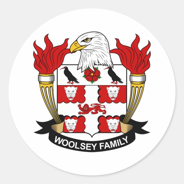 Woolsey Family Crest Classic Round Sticker (Front)