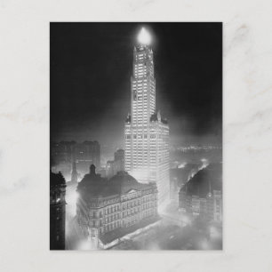 Woolworth Building at Night, 1920 Postcard