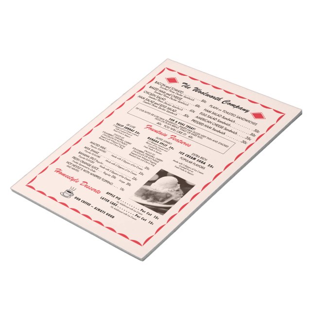 Woolworth Menu Note Pad (Angled)