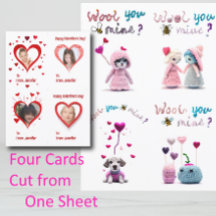 Wooly Critters Valentine's Day Quad-Card Holiday C