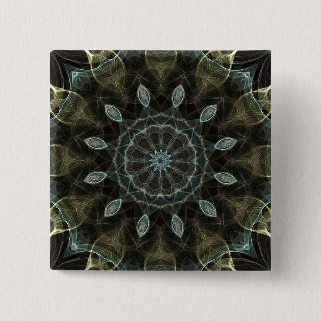 Wooly Green and Blue royal Kaleidoscope 15 Cm Square Badge (Front)