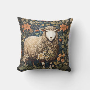 Wooly Sheep William Morris Inspired Floral Cushion
