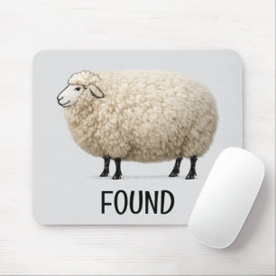 Wooly Sheep with Found Text Mouse Mat