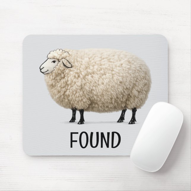 Wooly Sheep with Found Text Mouse Mat (With Mouse)