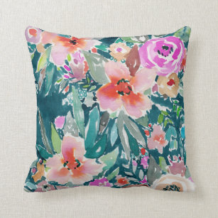 WOOT Colourful Tropical Floral Watercolor Cushion
