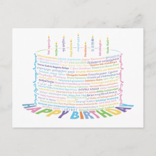Wor(l)d Birthday Cake Postcard