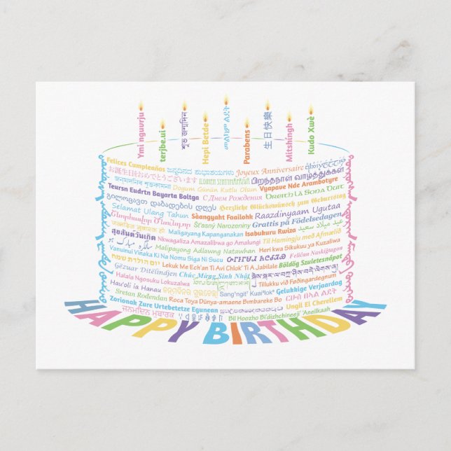 Wor(l)d Birthday Cake Postcard (Front)