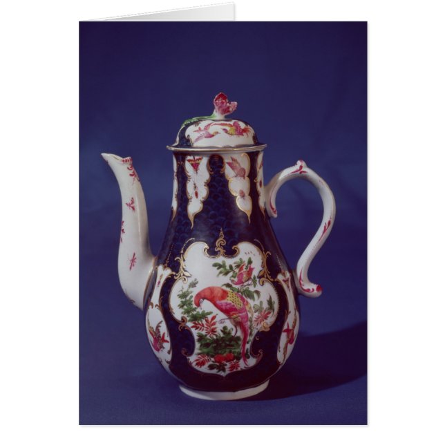 Worcester coffee pot, decorated with birds (Front)